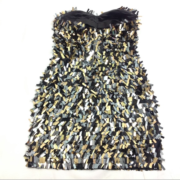 LaRok Women's Sequined Dress Size S Mini Party Strapless Glitter - Picture 2 of 3